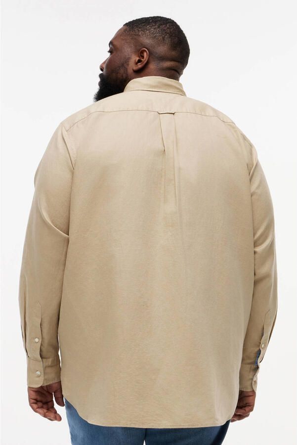 Tommy Hilfiger Big & Tall regular casual overhemd met linnen beige - Foto 3