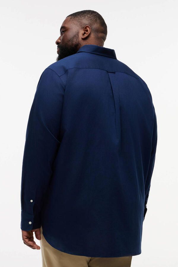 Tommy Hilfiger Big & Tall regular casual overhemd met linnen donkerblauw - Foto 3