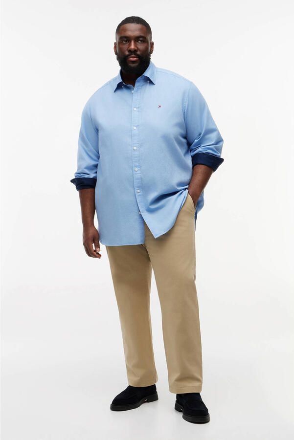 Tommy Hilfiger Big & Tall regular casual overhemd met linnen lichtblauw - Foto 3