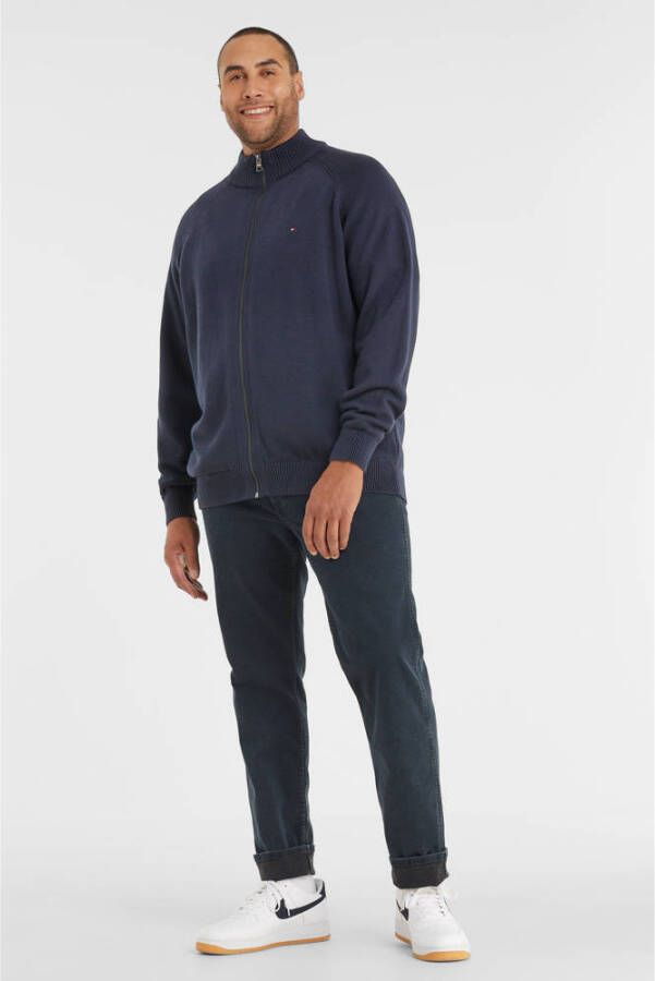 Tommy Hilfiger Big & Tall PLUS SIZE gebreid jack met labelstitching model 'American'