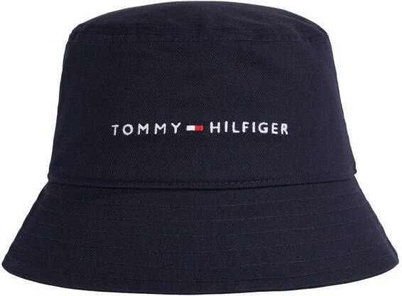 Tommy Hilfiger bucket hat met logo donkerblauw Hoed Biologisch katoen