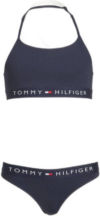 Tommy Hilfiger crop bikini donkerblauw Meisjes Gerecycled polyamide Logo 128 140