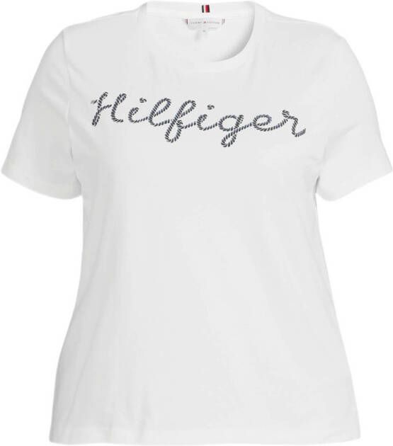 Tommy Hilfiger Curve T-shirt CRV REG ROPE PUFF PRINT met printopdruk ecru