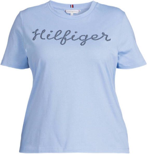 Tommy Hilfiger Curve T-shirt CRV REG ROPE PUFF PRINT met printopdruk lichtblauw