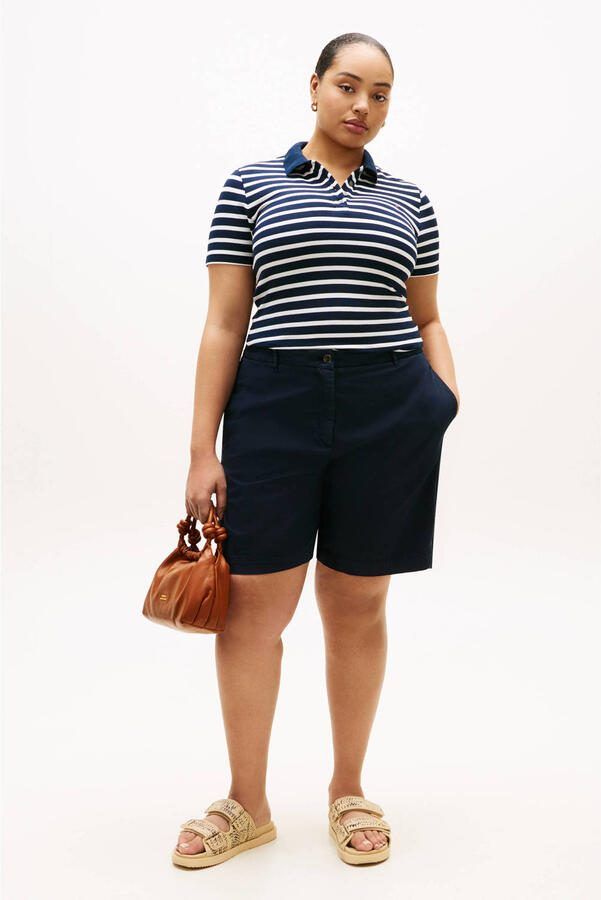 Tommy Hilfiger Curve gestreepte polo marineblauw - Foto 2