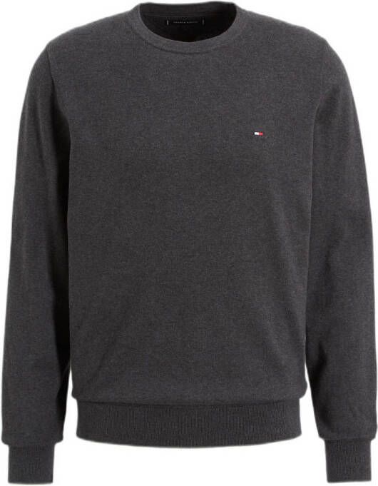 Tommy Hilfiger fijngebreide pullover met logo dark grey heather