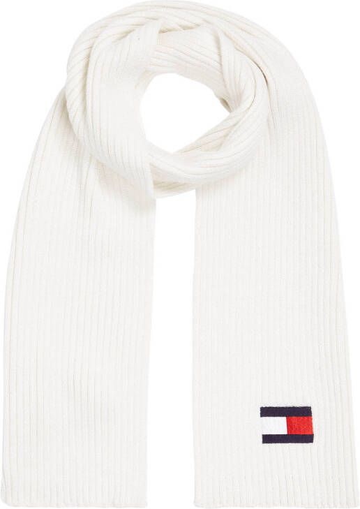 Tommy Hilfiger gebreide sjaal met vlaglogo wit Acryl Logo