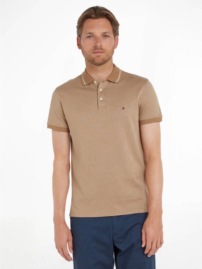 Tommy Hilfiger gemêleerde slim fit polo van biologisch katoen countryside khaki weathered white