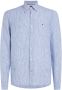 Tommy Hilfiger gestreept linnen slim fit overhemd ultra blue optic white - Thumbnail 1