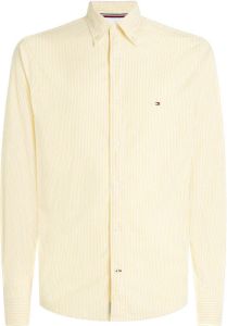 Tommy Hilfiger gestreept regular fit overhemd 1985 vivid yellow optic white