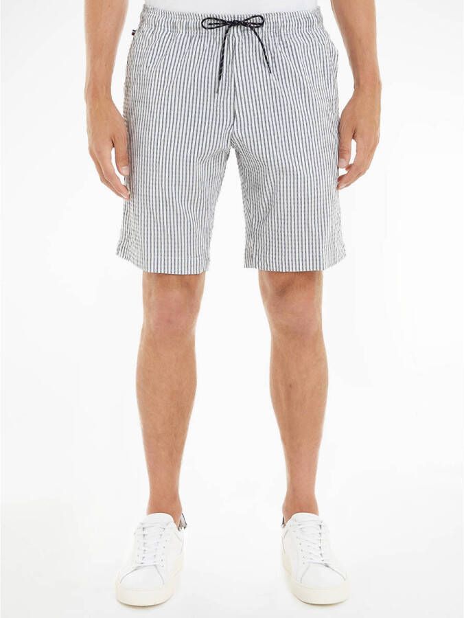 TOMMY HILFIGER Heren Broeken Harlem Seersucker Stripe Po Blauw wit Gestreept