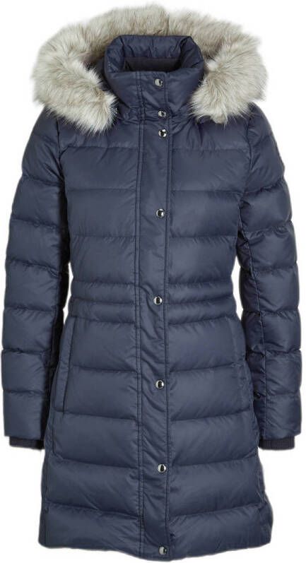 Tommy Hilfiger Doorgestikte jas TYRA DOWN COAT WITH FUR met boord aan de mouwen