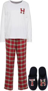 Tommy Hilfiger giftbox pyjama + sloffen met ruit wit rood blauw