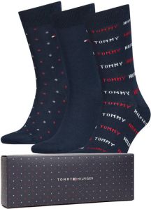 Tommy Hilfiger giftbox sokken met all-over print set van 3 donkerblauw