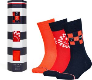 Tommy Hilfiger giftbox sokken met all-over print set van 3 rood