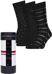 Tommy Hilfiger giftbox sokken met all-over print set van 3 zwart