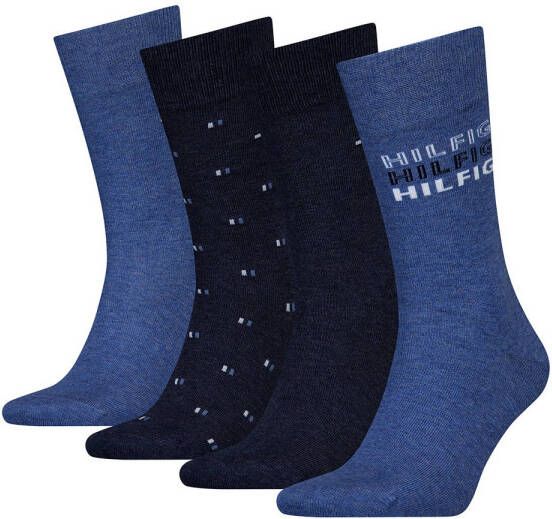 Tommy Hilfiger giftbox sokken met print set van 4 blauw multi
