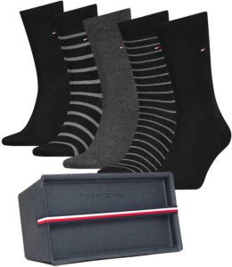 Tommy Hilfiger giftbox sokken met strepen set van 5 zwart