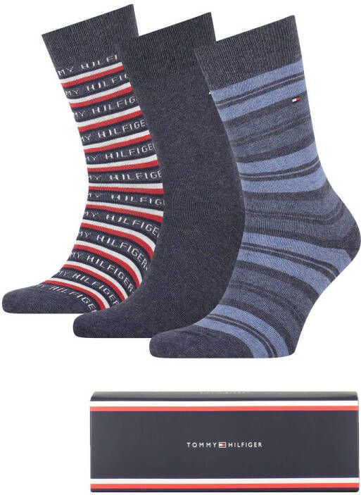 Tommy Hilfiger giftbox sokken set van 3 denimblauw