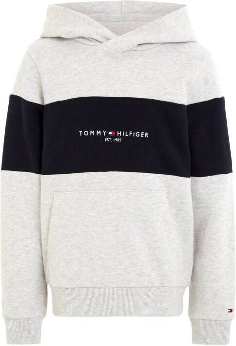 Tommy Hilfiger hoodie ESSENTIAL COLORBLOCK grijs melange donkerblauw Sweater 140