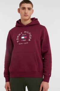 Tommy Hilfiger hoodie met biologisch katoen deep rouge