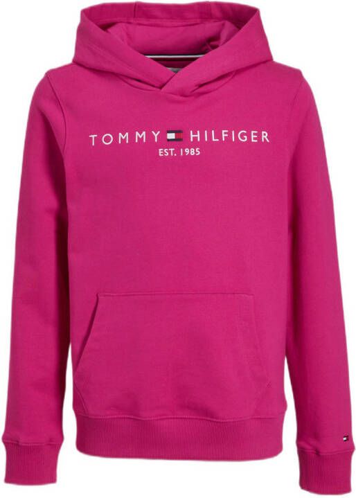 Tommy Hilfiger unisex hoodie met logo fuchsia