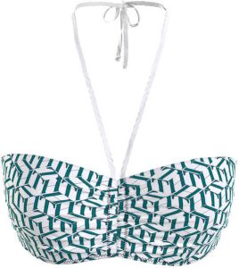 Tommy Hilfiger niet-voorgevormde bandeau bikinitop met all over print wit groen
