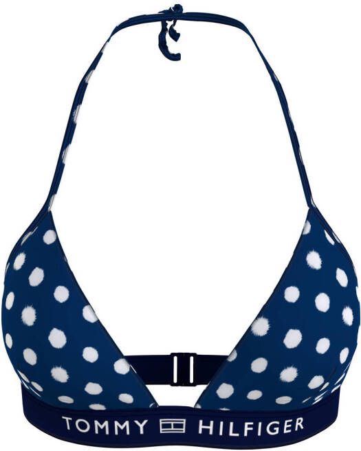 Tommy Hilfiger niet-voorgevormde triangel bikinitop met stippen donkerblauw wit