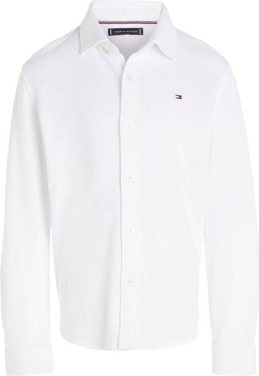 Tommy Hilfiger overhemd met logo wit Jongens Katoen Ronde hals Logo 128