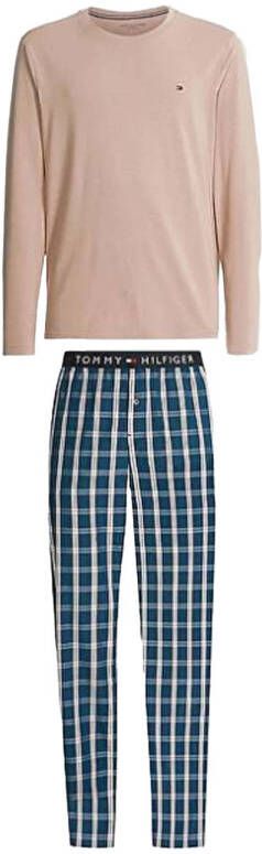 Tommy Hilfiger pyjama met ruit grijs blauw