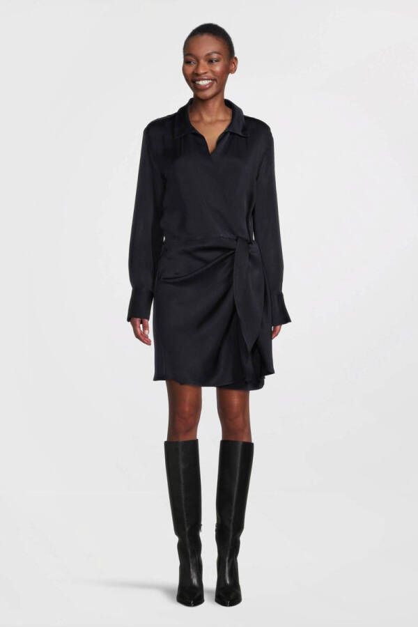 Tommy Hilfiger Avondjurk CREPE KNOTTED SHORT SHIRT DRESS met knoopdetail