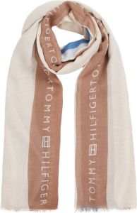 Tommy Hilfiger sjaal met strepen beige lichtblauw ecru