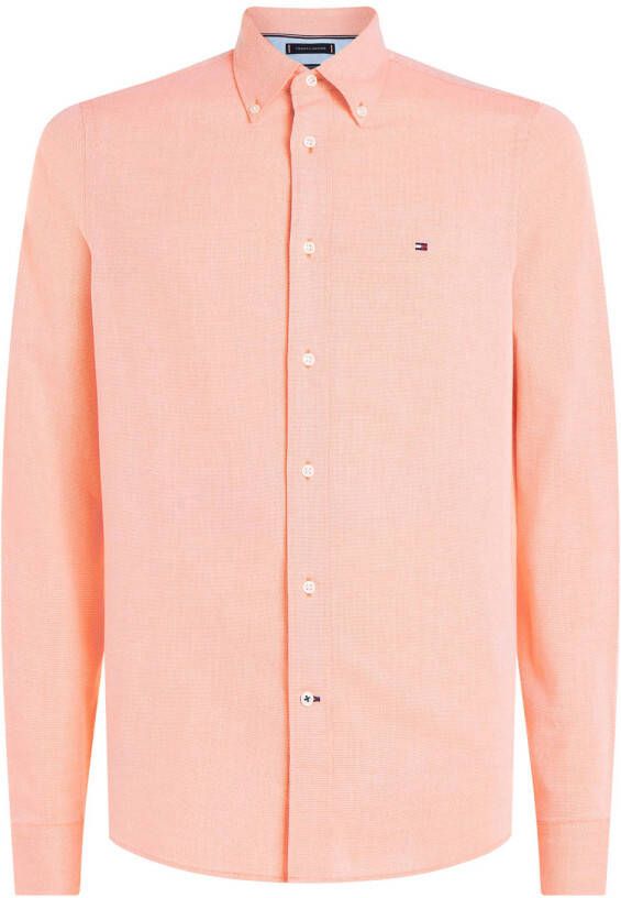 Tommy Hilfiger slim fit overhemd FLEX DOBBY met biologisch katoen peach dusk