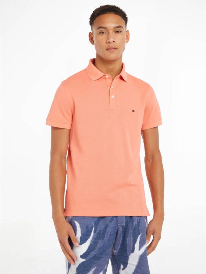 Tommy Hilfiger slim fit polo 1985 met biologisch katoen peach dusk