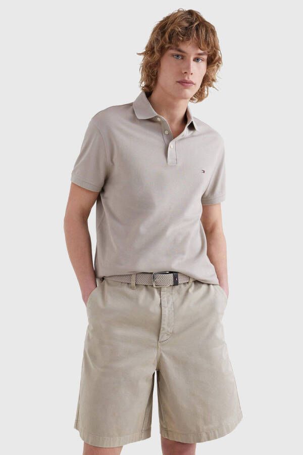 Tommy Hilfiger slim fit polo 1985 met biologisch katoen stone