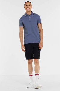 Tommy Hilfiger slim fit polo met contrastbies faded indigo