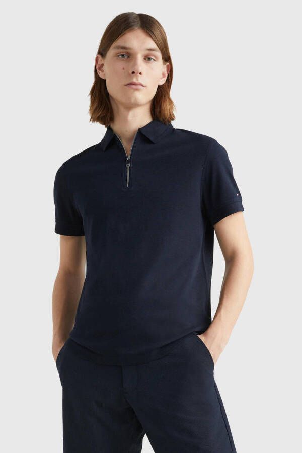 Tommy Hilfiger Poloshirt DC INTERLOCK ZIP SLIM POLO met een rits bij de hals