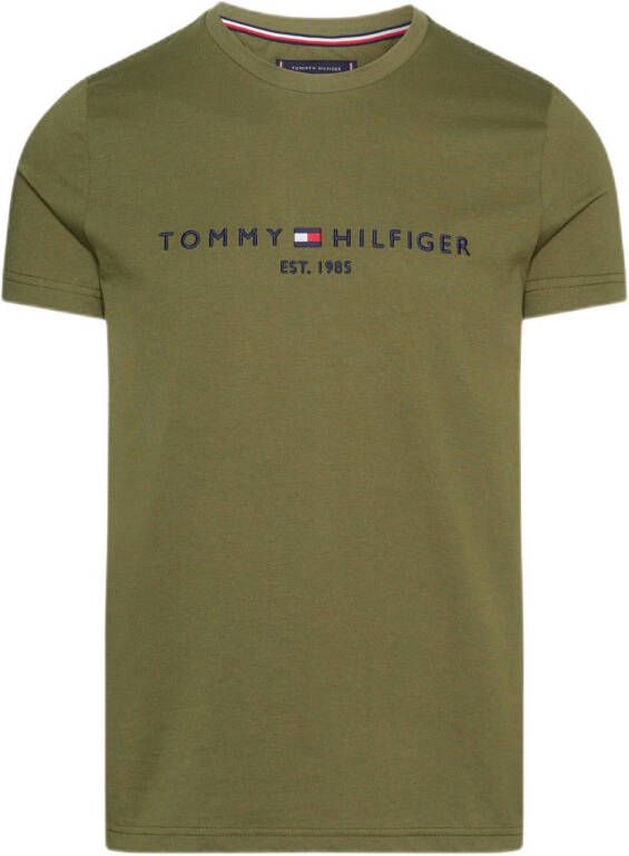 Tommy Hilfiger slim fit T-shirt met printopdruk groen