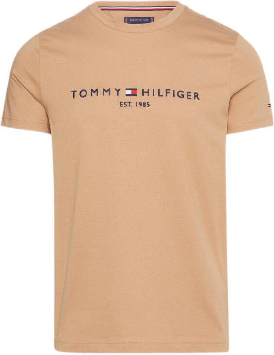 Tommy Hilfiger slim fit T-shirt met printopdruk kaki