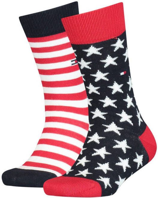 Tommy Hilfiger sokken met all-over print set van 2 donkerblauw rood