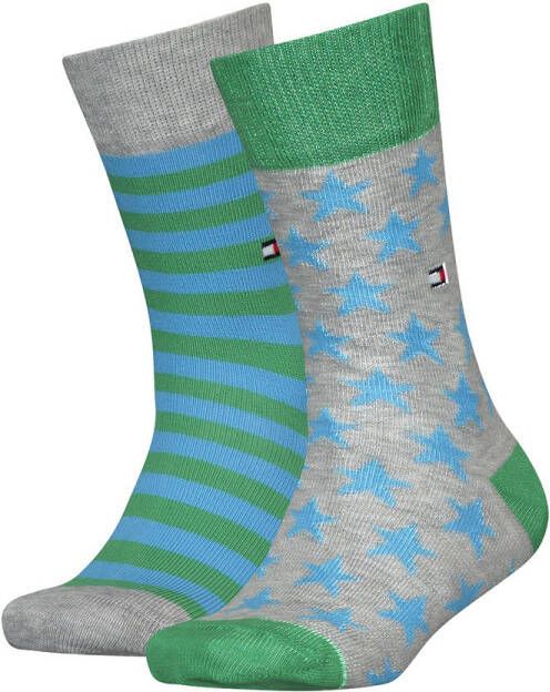 Tommy Hilfiger sokken met all-over print set van 2 grijs groen blauw