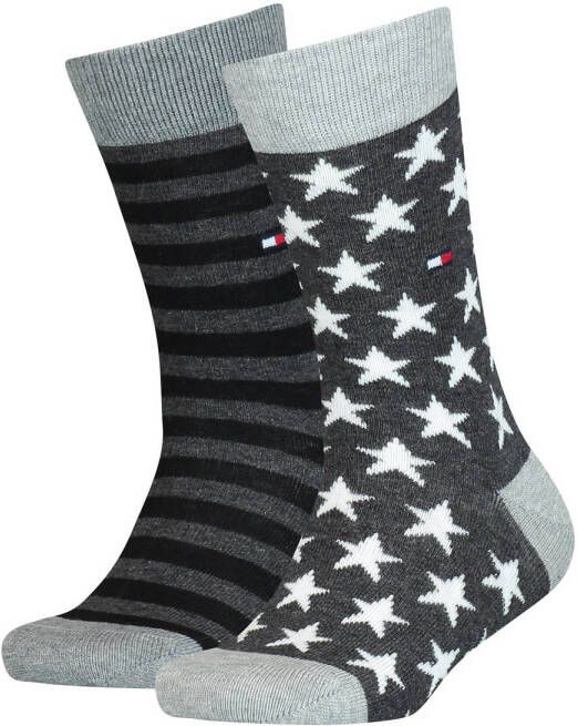 Tommy Hilfiger sokken met all-over print set van 2 grijs zwart Katoen 35-38