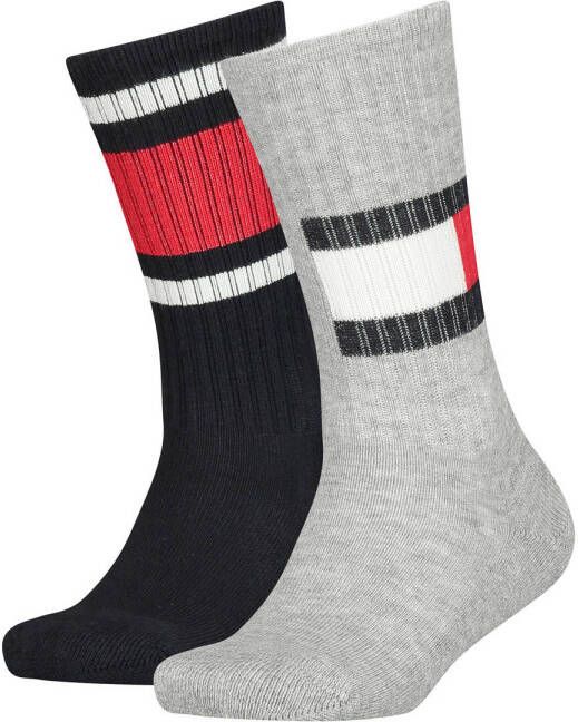 Tommy Hilfiger sokken met logo set van 2 grijs zwart Katoen 31-34