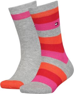 Tommy Hilfiger sokken met strepen set van 2 grijs fuchsia