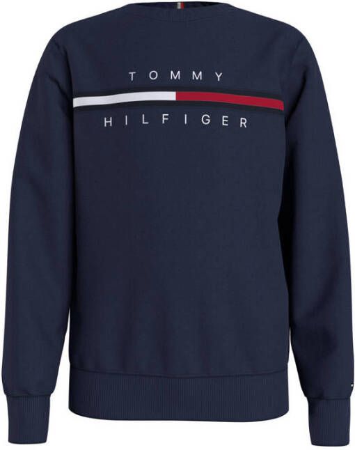 Tommy Hilfiger sweater met biologisch katoen donkerblauw wit rood