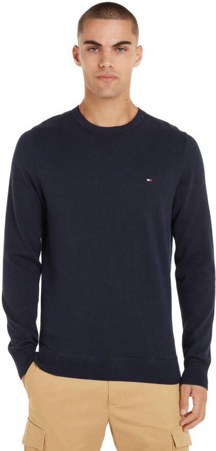 Tommy Hilfiger Blauwe Crew-Neck Sweater met Vlag Borduurwerk Blue Heren