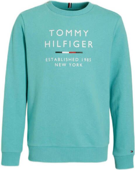 Tommy Hilfiger sweater met logo turquoise