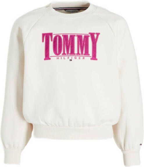 Tommy Hilfiger sweater met logo wit roze