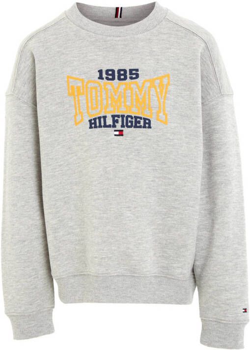 Tommy Hilfiger sweater TOMMY 1985 VARSITY met logo lichtgrijs melange Logo 140