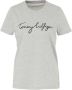 Tommy Hilfiger Logo Signature T-Shirt Grijs Gray Dames - Thumbnail 1